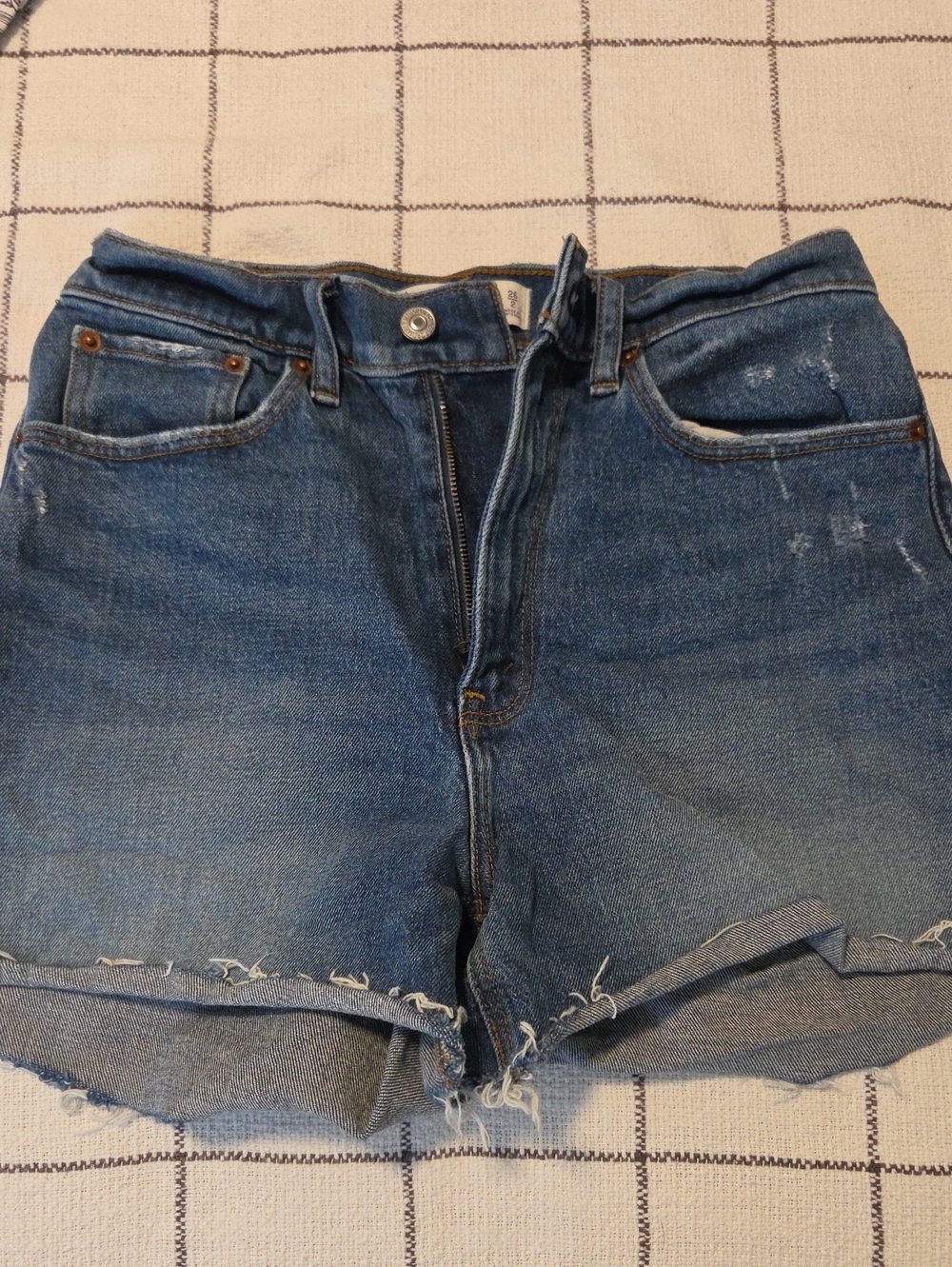 Abercrombie & Fitch Medium Blue Distressed Denim Cutoff Shorts